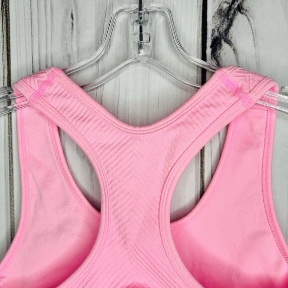 New Balance Pink Racerback Sports Bra Activewear Sz S Ribbed Knit Logo - Picture 7 of 7